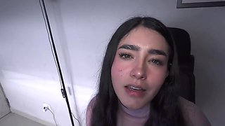 Delicious hottie catches her stepdad watching porn and anal rides his dong