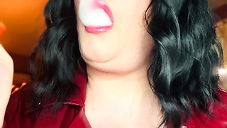 Tina Snua Loves To Smoke In Her Leather Jacket - Smoker Dangles OMI Snap Inhales