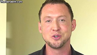 Busty TSbabe with tattoos gets fucked in asshole by BF