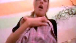 German Blonde Schoolgirl in Amateur Blowjob and Cum Swallowi
