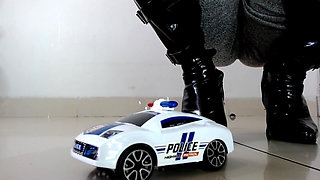 Domme Giantess Latex Boot Stomped Crushed Cop Car