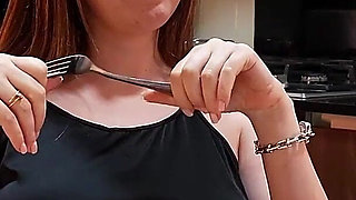 POV: Stepmom Gives Me a Secret Kitchen Blowjob After Staring at My Cock Under the Table