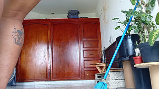 My mother-in-law told me that she cleaned the room in a thong