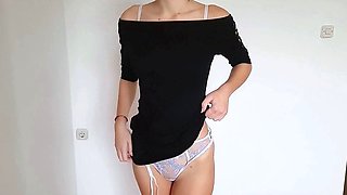 Redhead Teen Strips from Tight Dress on Webcam