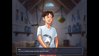 Summertime Saga: Horny MILF Cougar Seduces Young Guy in Backyard – Cartoon Sex Ep 108