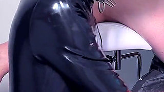 Anal Fisting College Two Doms in Red Latex