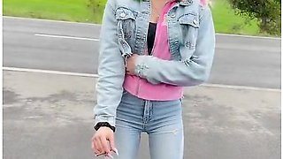 Blondie smokes, spits, and teases with a cigarillo in hand