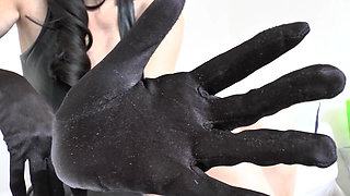 Long, Shiny Black Satin Gloves Turn You on so Much - Lady Victoria Valente