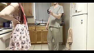 Step Dad Catches Step Daughter Out Late, He Wont Tell Step Mom if She Lets Him Fuck Both Her Holes