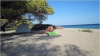 Voyeur Naked Natural Girl Tanning On The Beach # Close Up Pussy Pee