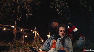 August Skye's Wild Threesome Passion Explodes with Black Heat