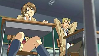 Brunette bombshell with big boobs gets wild in class