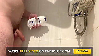 Washing My Cock in the Shower, I Get Hard and Decide to Jerk off Until I Cum!