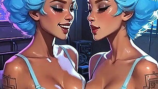 Beautiful Lesbians Tongue and Kiss Fetish, Ai Animation