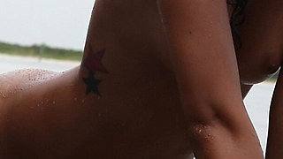 Hot Latina Teen Danica Oiled and Wet Nude on the Beach