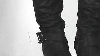 Slave's Orgasm Under Mistress Sydney's Boots