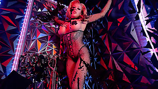 Oiled Blonde Slut Strips to Nothing