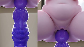 Curvy Mei Huge Boobs Purple Toy Anal Gape Stretch & Sperm Belly Inflation - 3D Rule34 Animation
