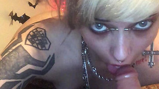 Skinny 18 Year Old Slut Fucks Ass and Cums After Deepthroating Dildo