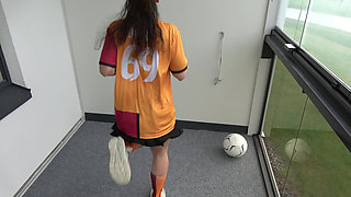 Juicy Pussy Sexy Girl Love Playing with Cum After Soccer Training