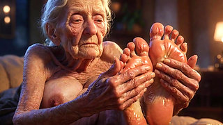 Beautiful Big Wrinkled Feet Oiled up - Oil Dripping From Toes Sensual Massage