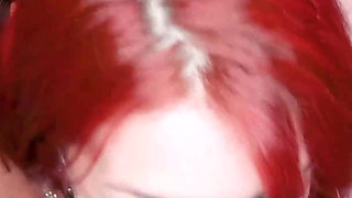 Naughty Redhead in Sexy Outfit Takes Cumshot in Pussy