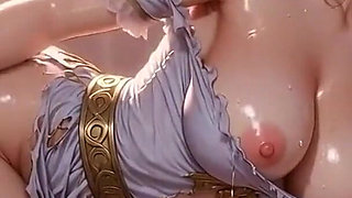 Horny Zelda Pole Dance - Oiled Shiny Body and Ahegao