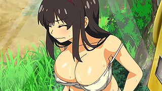 Bus Stop's Groping with a Hot Busty Schoolgirl - Hentai