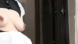 Fair-skinned F-cup Beauty in a Maid Outfit Revealed Her Sweet and Honest Side During a Private Encounter
