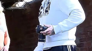 Stepbrother fucks horny blonde teen Cindy in the ass at outdoor casting