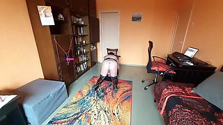 Fat slave Vitgun gets whipped and deepthroat training before Master comes, part 1