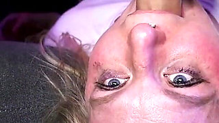 Blonde Whore Gets Her Face Fucked Upside Down