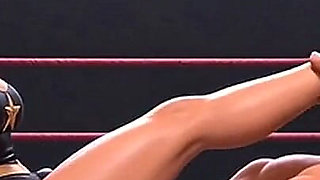Masked Superheroine in Strap Heels Caught in Bearhugs and Ankle Locks - Ring Wrestling