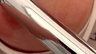 Oiled My Bigtits and Pierced Nipples and Masturbates with Silver Vibrator