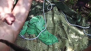 Young TS Sadist Whips Bound Sissy Pig in Woods