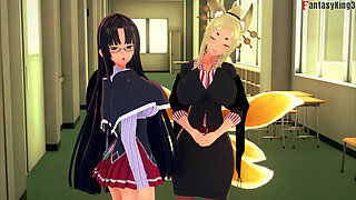 Tsubaki Shinra gets horny watching Xenovia sucking dick - HS DXD NTR Madness 13