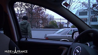 Sexy redhead slut with big breast gets her ass nailed by the taxi driver