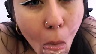 Little Slut with a Princess Face Wants to Squeeze Out All the Milk and Swallows Every Last Drop!