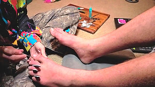 Melody Gives Her Master a Pedicure