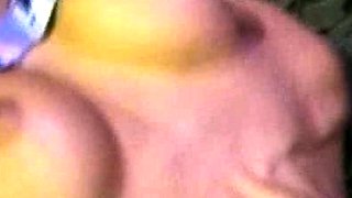 Oiled up milf jerk off a big cock takes load on ass