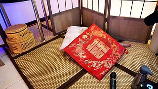 Cute Asian in pretty panties masturbates with a toy