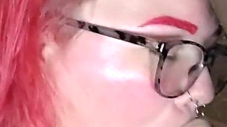 Redhead Aubrey Bigbabe304 Slobbers on a Big Fat Black Cock