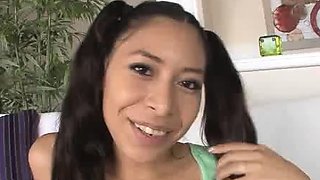 Cute teen Nicole Ferrera feels horny today, and she would