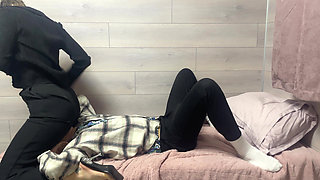 Female in Control Dry Hump by Blonde Business Woman in Heels