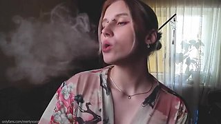 Look into My Eyes While I Smoke – Big Tits Blonde Teen Solo