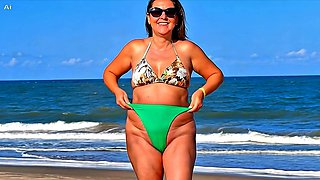 Granny Tia Luhs Sensual Beach Nude Showing Hairy Allure