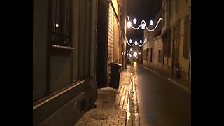 Sexy French MILF Takes Three Big Cocks in Warehouse Gangbang