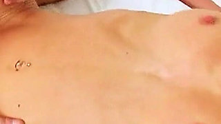 Step brother with big penis fucks horny skinny teen during massage