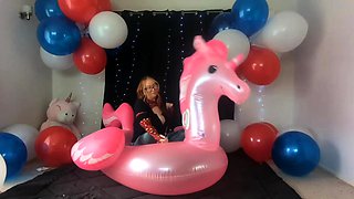 Close up with teen blonde sex doll rubbing her cunt