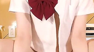 19-year-old Japanese Beauty. Amateur, Blowjob and Cumshot Sex. Uncensored, Asian, Hentai, POV, College Uniform Cosplay.